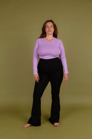 Faiza Flare Trousers Petite in Black - Manners London
