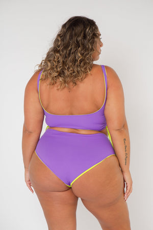 Full Cover Reversible High Waist In Grape And Apple Sours - Manners London