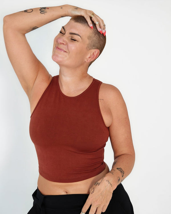 Iza Crop Vest Top in Paprika - Manners London