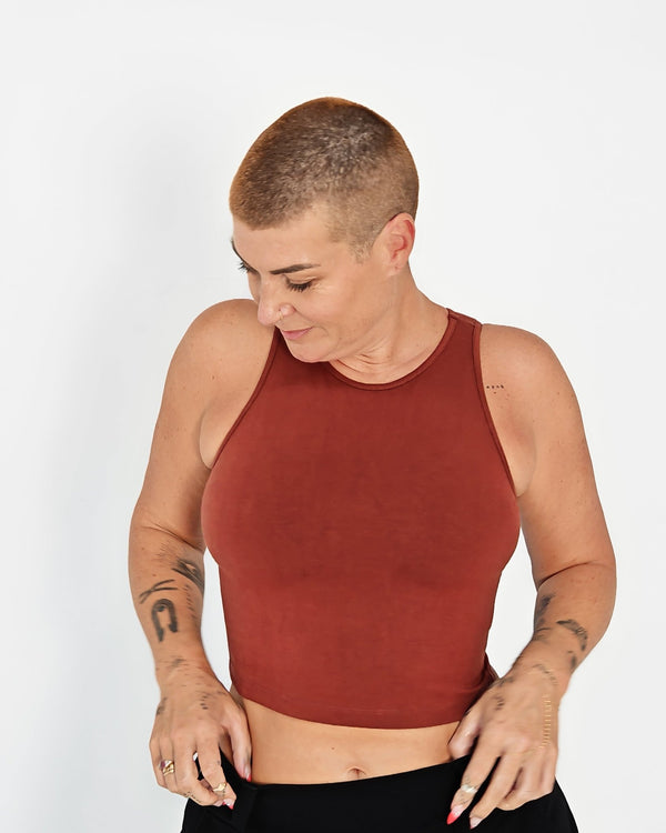 Iza Crop Vest Top in Paprika - Manners London
