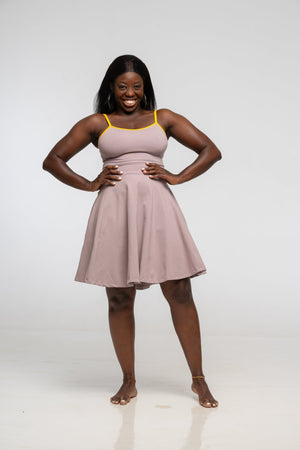 Jola Pocket Skater Mini Dress in Dust / Mango - Manners London