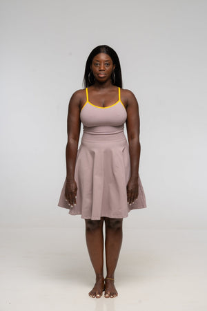 Jola Pocket Skater Mini Dress in Dust / Mango - Manners London