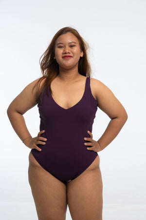 Le Snack Reversible One Piece in Spicy Leopard Print and Deep Plum - Manners London