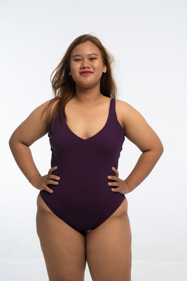 Le Snack Reversible One Piece in Spicy Leopard Print and Deep Plum - Manners London