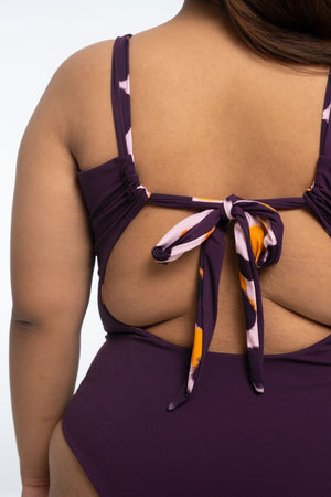 Le Snack Reversible Tall One Piece in Spicy Leopard Print and Deep Plum - Manners London