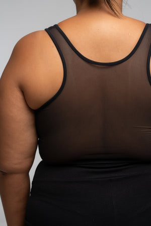 Mesh Back Shinni Crop Top in Black - Manners London