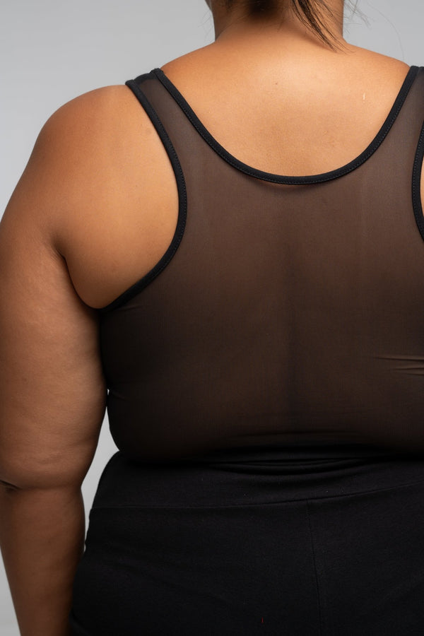 Mesh Back Shinni Crop Top in Black - Manners London