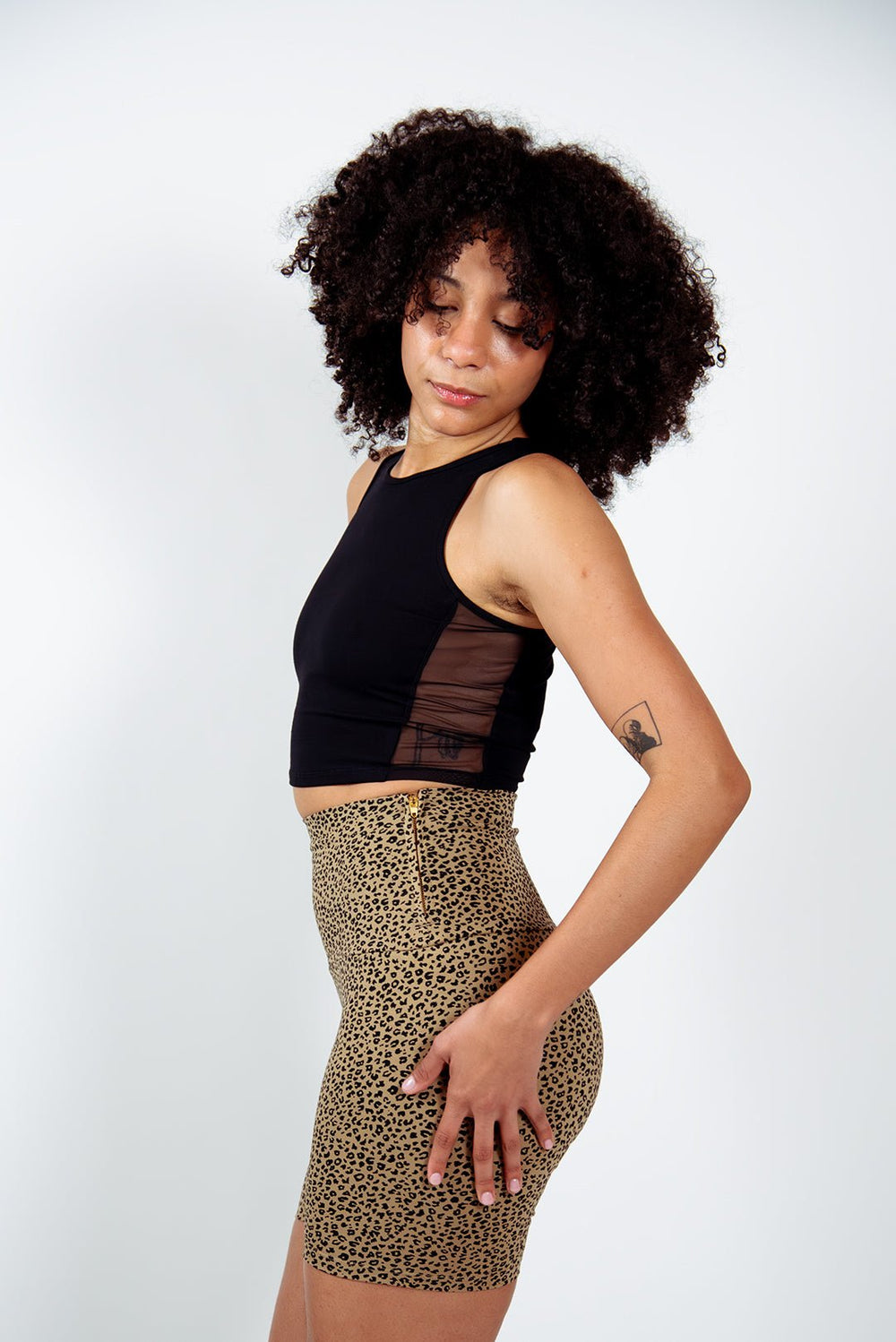 Super High Waisted Tib Cycle Shorts in Classic Leopard - Manners London
