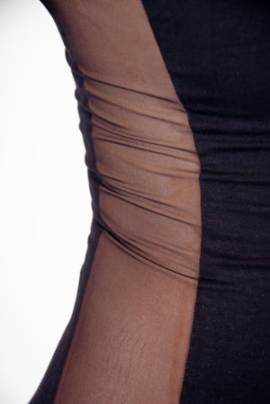 Mesh Midi Dress in Black - Manners London