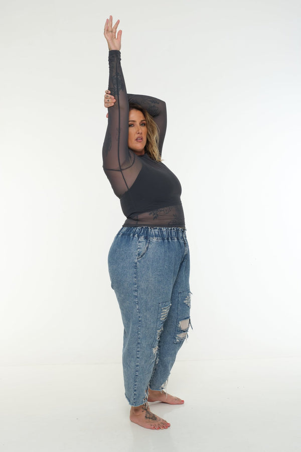 Mesh Top long sleeve in Forest - Manners London