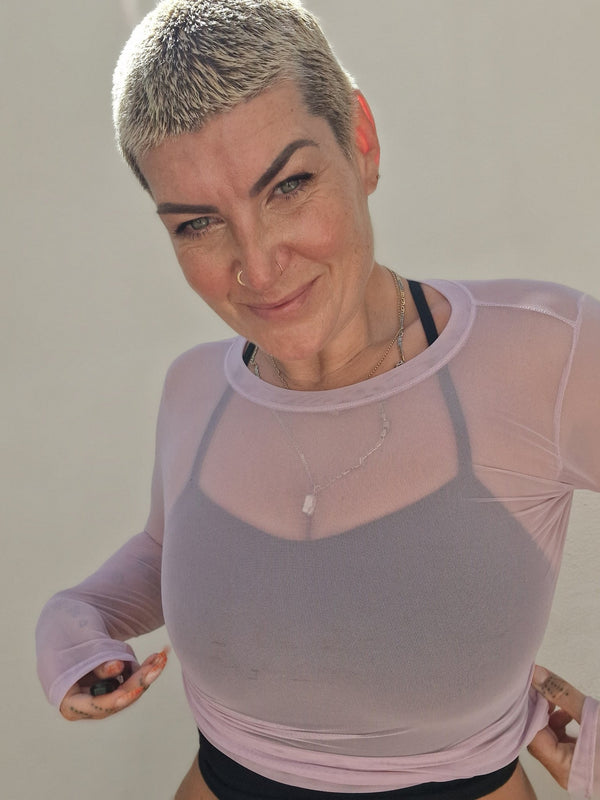 Mesh Top long sleeve in Lavender - Manners London