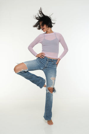 Mesh Top long sleeve in Lavender - Manners London