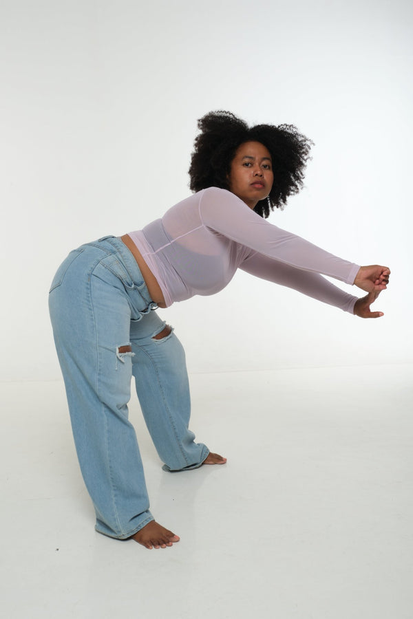 Mesh Top long sleeve in Lavender - Manners London