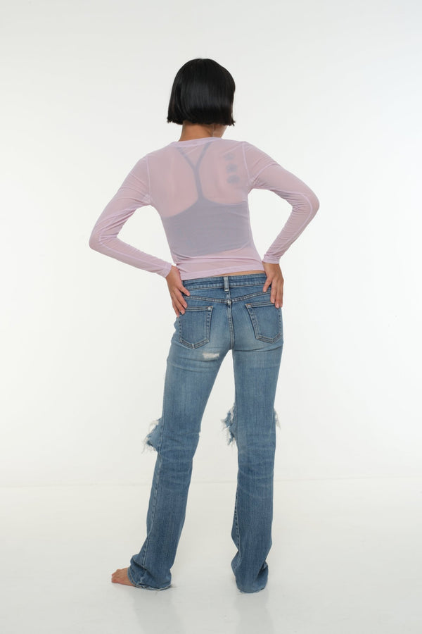 Mesh Top long sleeve in Lavender - Manners London