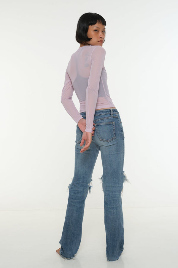 Mesh Top long sleeve in Lavender - Manners London