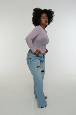 Mesh Top long sleeve in Lavender - Manners London