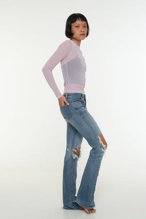 Mesh Top long sleeve in Lavender - Manners London