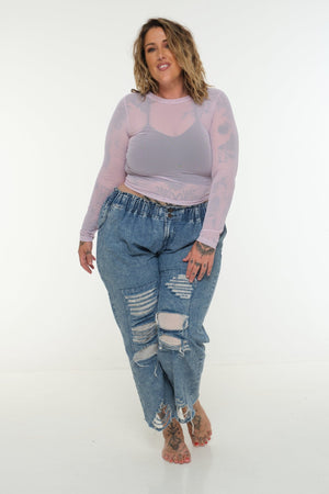Mesh Top long sleeve in Lavender - Manners London