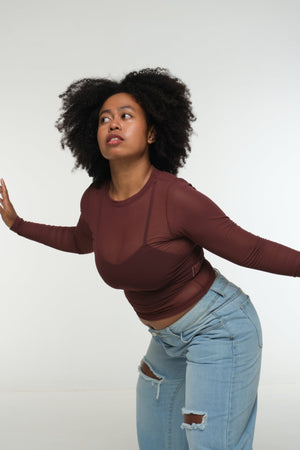 Mesh Top long sleeve in Pecan - Manners London
