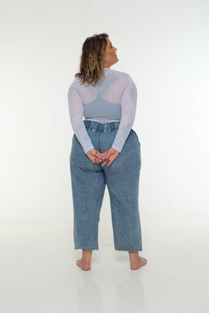 Mesh Top long sleeve in Sky - Manners London