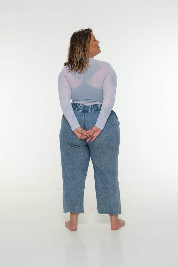 Mesh Top long sleeve in Sky - Manners London