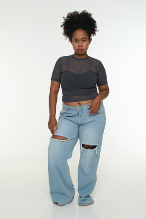 Mesh Top short sleeve in Forest - Manners London