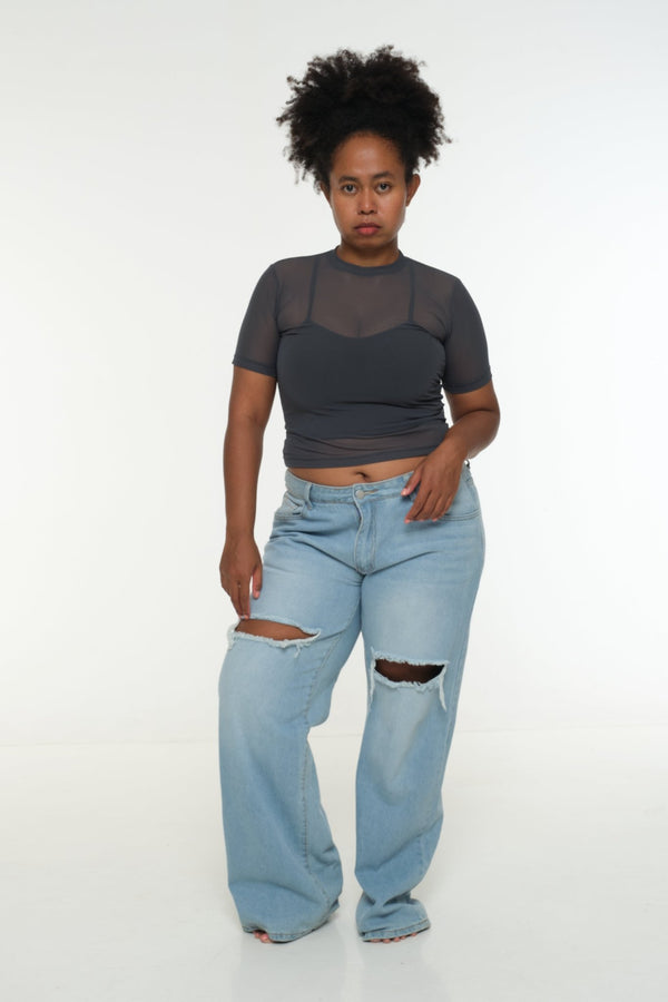 Mesh Top short sleeve in Forest - Manners London
