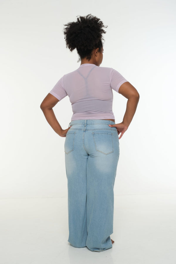 Mesh Top short sleeve in Lavender - Manners London