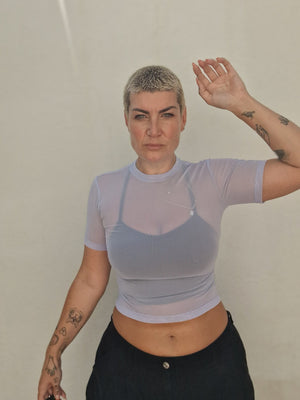 Mesh Top short sleeve in Lavender - Manners London
