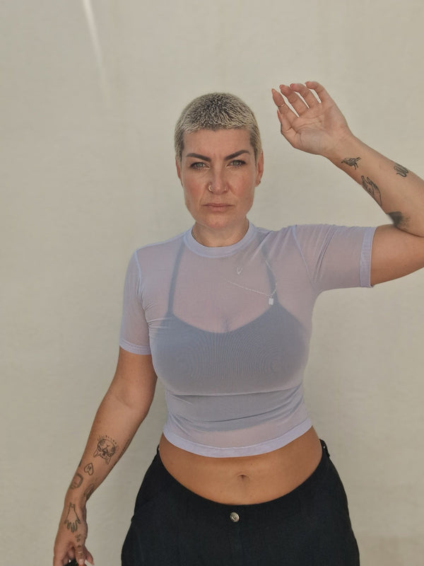 Mesh Top short sleeve in Lavender - Manners London