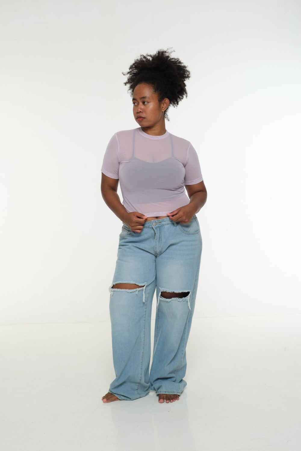 Mesh Top short sleeve in Lavender - Manners London