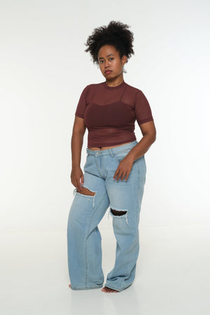 Mesh Top short sleeve in Pecan - Manners London