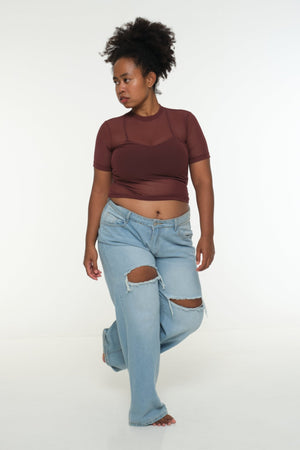 Mesh Top short sleeve in Pecan - Manners London