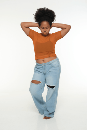 Mesh Top short sleeve in Pumpkin - Manners London