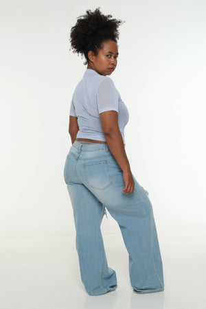 Mesh Top short sleeve in Sky - Manners London