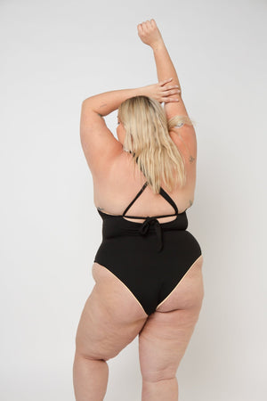 Multi Tie Reversible X - Tall One Piece In Peach Nights - Manners London