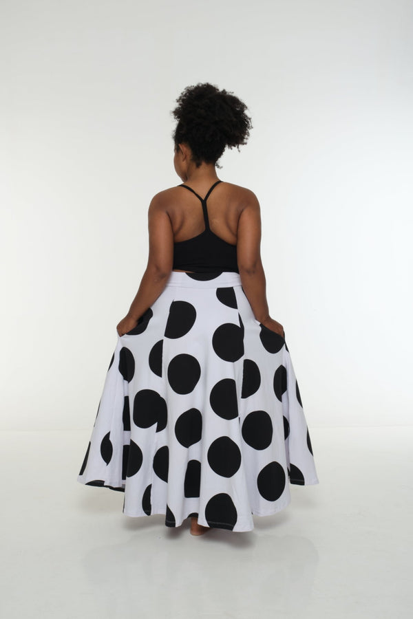NEW Asri Skirt with thin waist band in Polka Dot - Manners London