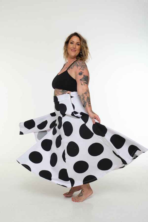 NEW Asri Skirt with thin waist band in Polka Dot - Manners London