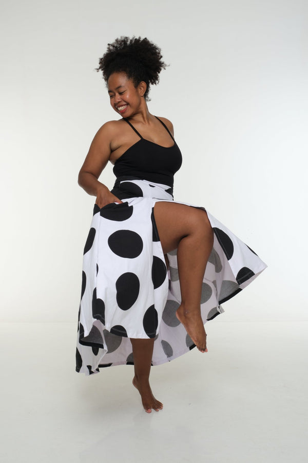 NEW Asri Skirt with thin waist band in Polka Dot - Manners London
