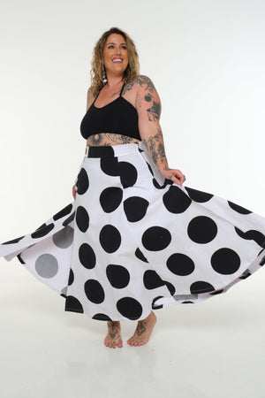 NEW Asri Skirt with thin waist band in Polka Dot - Manners London