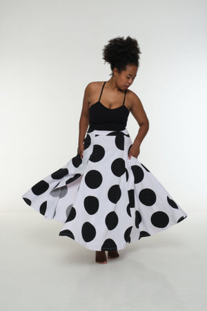 NEW Asri Skirt with thin waist band in Polka Dot - Manners London