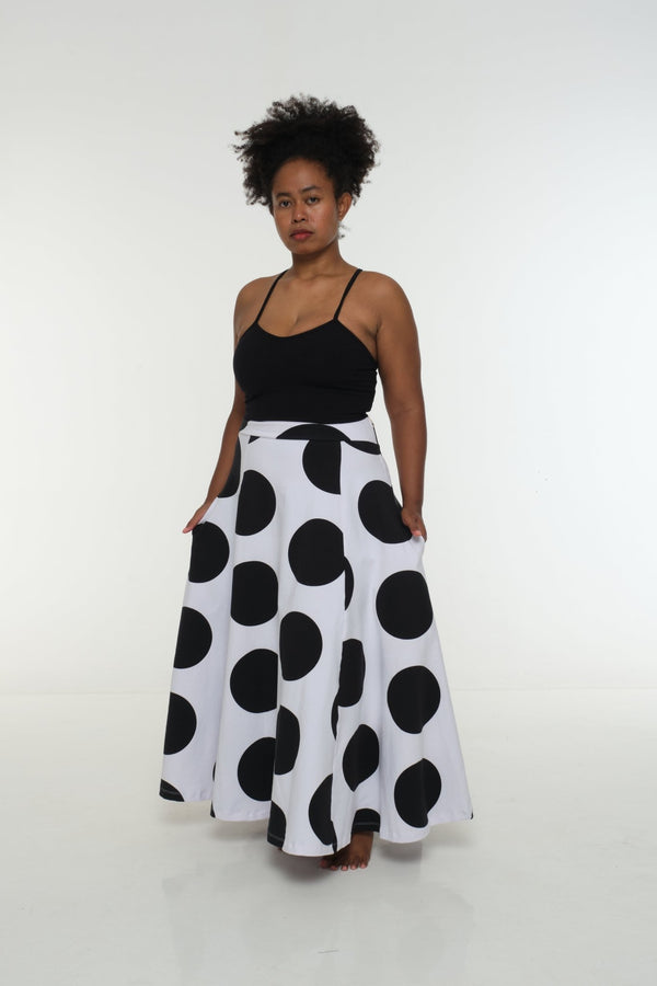 NEW Asri Skirt with thin waist band in Polka Dot - Manners London