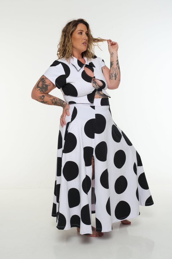 NEW Asri Skirt with thin waist band in Polka Dot - Manners London