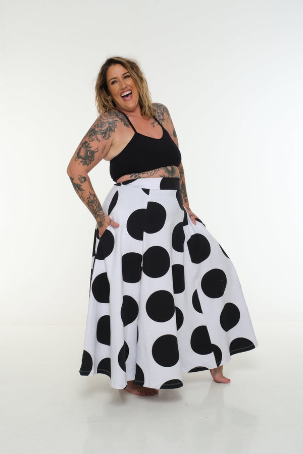NEW Asri Skirt with thin waist band in Polka Dot - Manners London