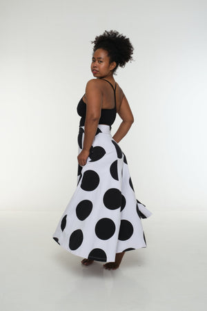 NEW Asri Skirt with thin waist band in Polka Dot - Manners London