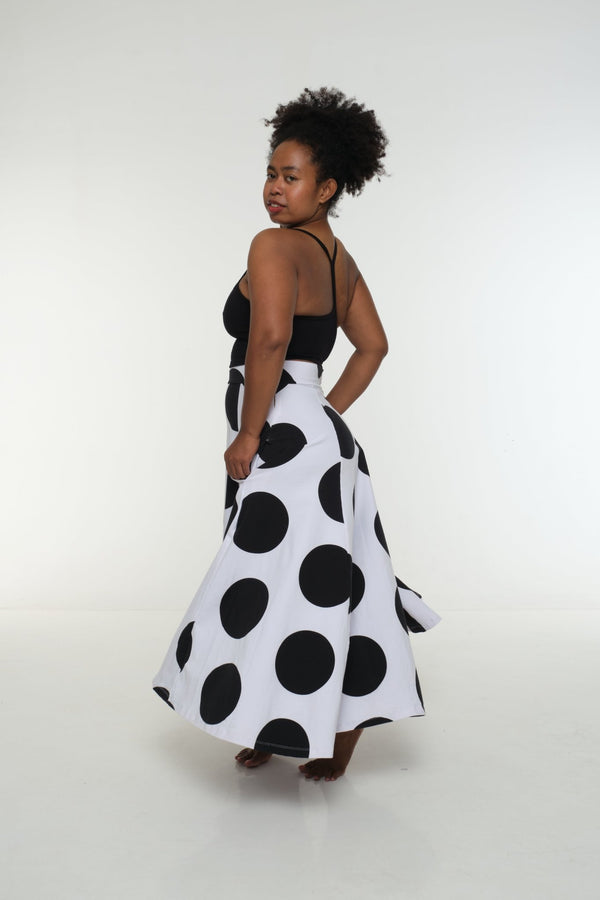 NEW Asri Skirt with thin waist band in Polka Dot - Manners London