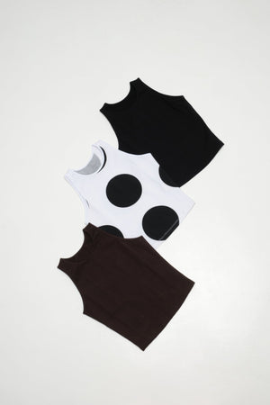 NEW IZA MID CROP 3 PACK in Cafè, Polka dot and Black - Manners London