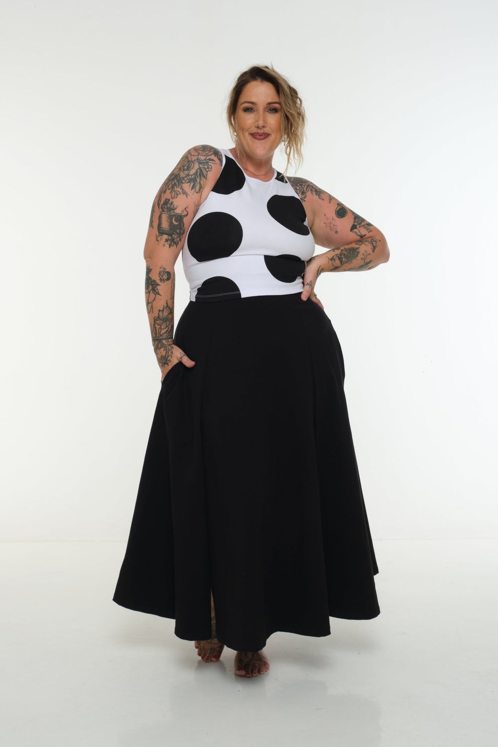 NEW IZA MID CROP 3 PACK in Cafè, Polka dot and Black - Manners London