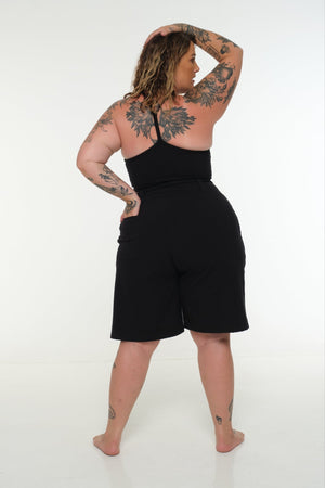 New Wide Shorts long flat waist band and belt in Black - Manners London