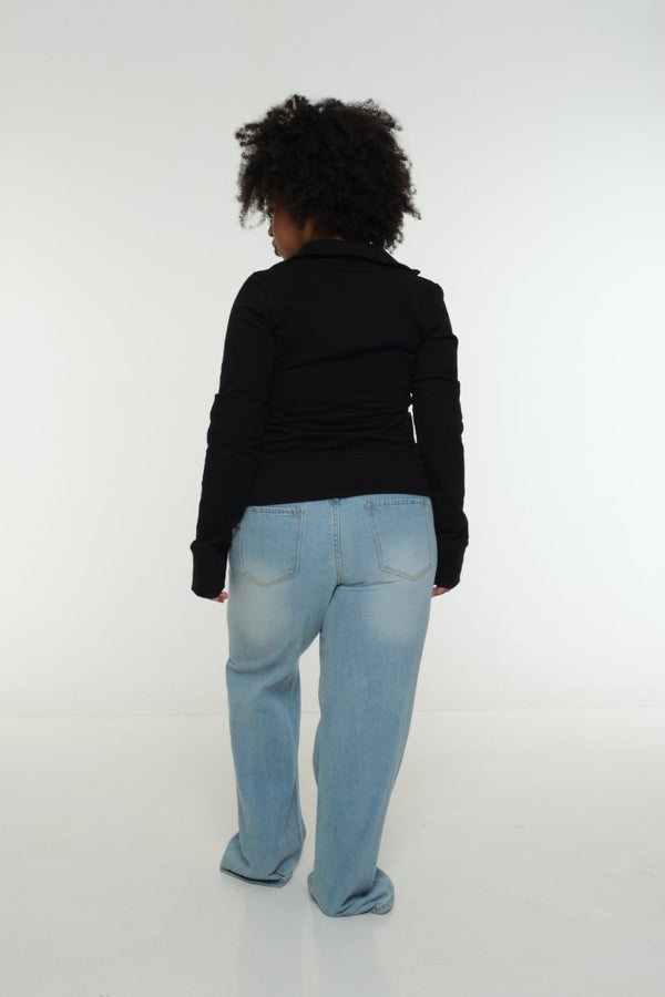 New Zip Jacketin Black and Black rib - Manners London